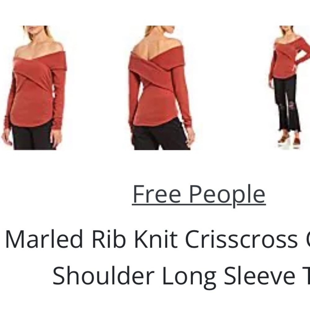 FREE PEOPLE MARLED RIB KNIT OFF SHOULDER LONG SLEEVE TOP - Picture 2 of 10